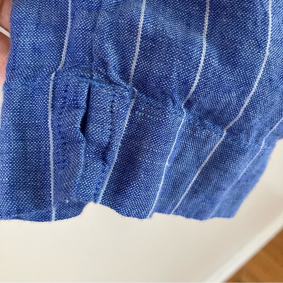 Chico's 100% Linen Blue and White Striped Shirt - Picture 5 of 9